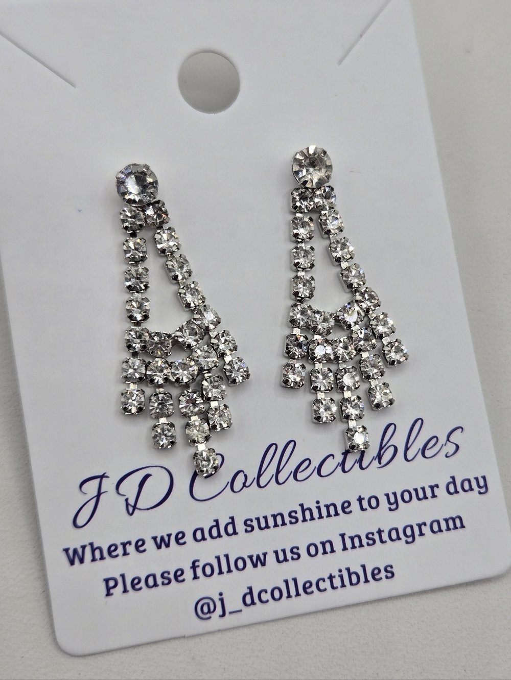 Swarovski Crystal Elements Silver Cascade Earrings 1.25 inch Wedding Formal